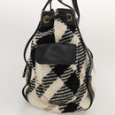 BURBERRY Nova Check Blue Label Tote Bag Wool White Gold Auth BD1813-3