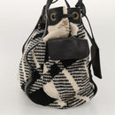 BURBERRY Nova Check Blue Label Tote Bag Wool White Gold Auth BD1813-4