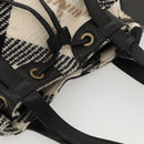 BURBERRY Nova Check Blue Label Tote Bag Wool White Gold Auth BD1813-6