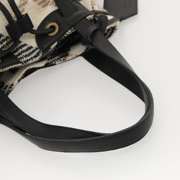 BURBERRY Nova Check Blue Label Tote Bag Wool White Gold Auth BD1813