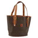 CELINE Macadam Canvas Tote Bag PVC Leather Brown Gold Auth BD1817-1