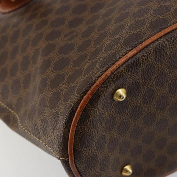 CELINE Macadam Canvas Tote Bag PVC Leather Brown Gold Auth BD1817