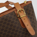CELINE Macadam Canvas Tote Bag PVC Leather Brown Gold Auth BD1817-14
