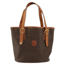 CELINE Macadam Canvas Tote Bag PVC Leather Brown Gold Auth BD1817-2