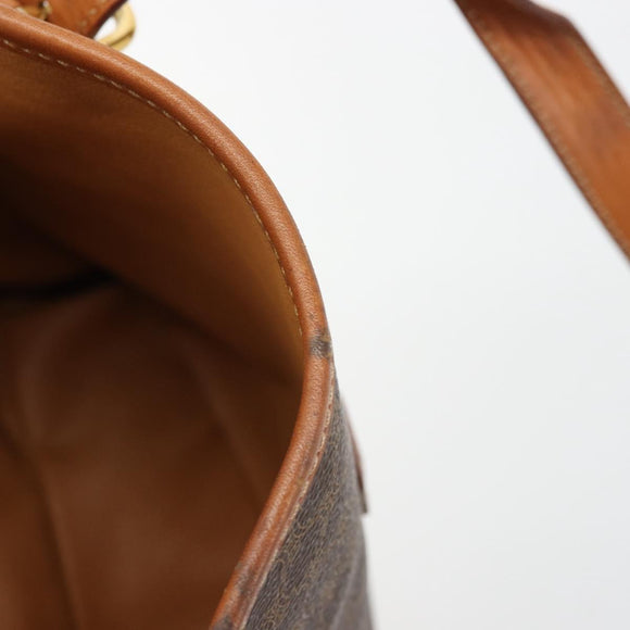 CELINE Macadam Canvas Tote Bag PVC Leather Brown Gold Auth BD1817