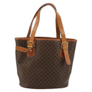 CELINE Macadam Canvas Tote Bag PVC Leather Brown Gold Auth BD1817-3
