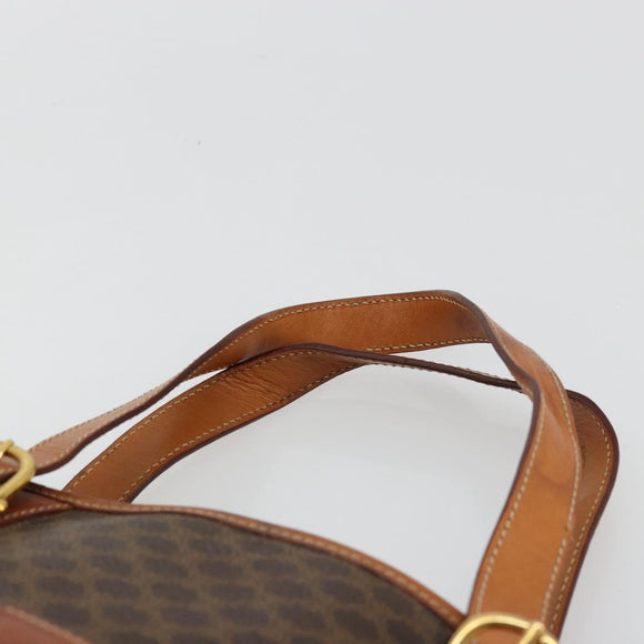 CELINE Macadam Canvas Tote Bag PVC Leather Brown Gold Auth BD1817