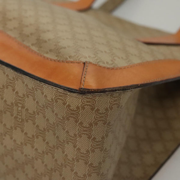 CELINE Macadam Canvas Tote Bag Beige Gold Auth BD1818