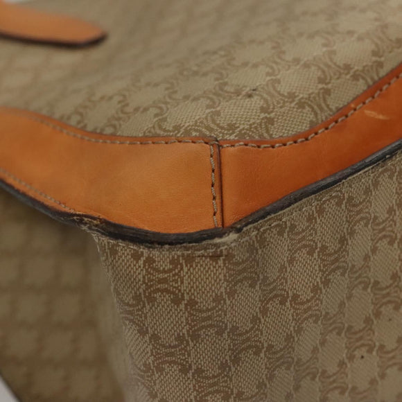 CELINE Macadam Canvas Tote Bag Beige Gold Auth BD1818