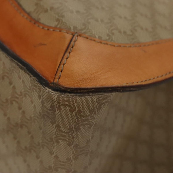 CELINE Macadam Canvas Tote Bag Beige Gold Auth BD1818