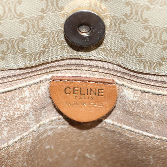 CELINE Macadam Canvas Tote Bag Beige Gold Auth BD1818