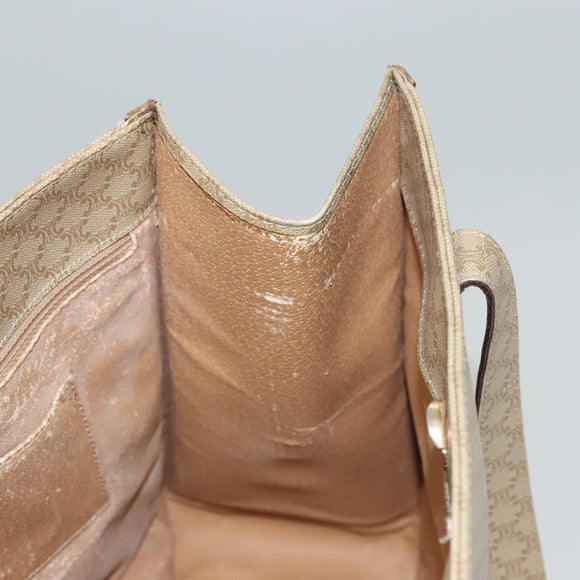 CELINE Macadam Canvas Tote Bag Beige Gold Auth BD1818