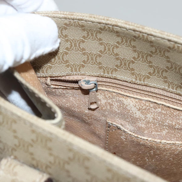 CELINE Macadam Canvas Tote Bag Beige Gold Auth BD1818