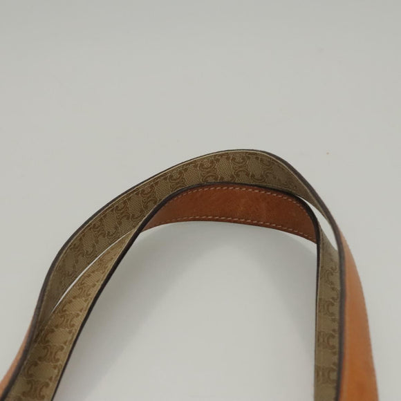 CELINE Macadam Canvas Tote Bag Beige Gold Auth BD1818