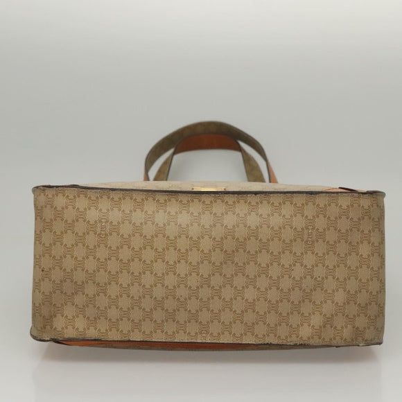 CELINE Macadam Canvas Tote Bag Beige Gold Auth BD1818