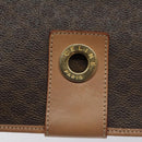 CELINE Macadam Canvas Shoulder Bag PVC Leather Brown Gold Auth BD184-17