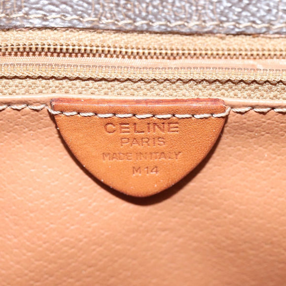 CELINE Macadam Canvas Shoulder Bag PVC Leather Brown Gold Auth BD184