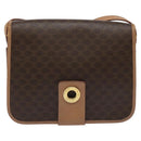 CELINE Macadam Canvas Shoulder Bag PVC Leather Brown Gold Auth BD184-13