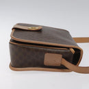 CELINE Macadam Canvas Shoulder Bag PVC Leather Brown Gold Auth BD184-3