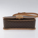 CELINE Macadam Canvas Shoulder Bag PVC Leather Brown Gold Auth BD184-5