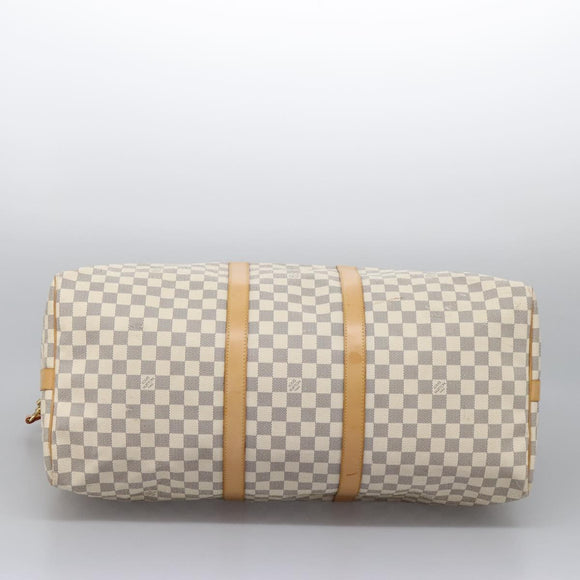 LOUIS VUITTON Damier Azur Keepall Bandouliere 55 Boston Bag N41429 Auth BD1851AV