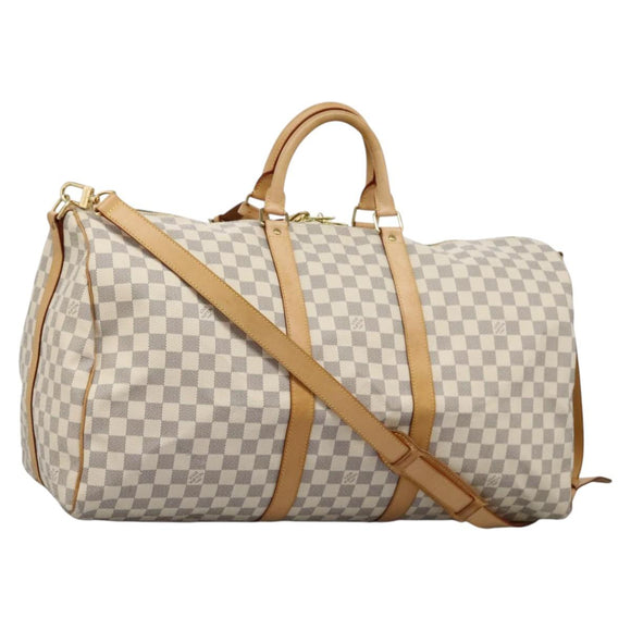 LOUIS VUITTON Damier Azur Keepall Bandouliere 55 Boston Bag N41429 Auth BD1851AV
