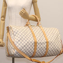 LOUIS VUITTON Damier Azur Keepall Bandouliere 55 Boston Bag N41429 Auth BD1851AV-29