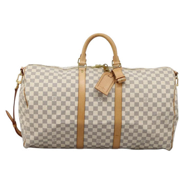 LOUIS VUITTON Damier Azur Keepall Bandouliere 55 Boston Bag N41429 Auth BD1851AV - 0