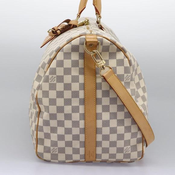 LOUIS VUITTON Damier Azur Keepall Bandouliere 55 Boston Bag N41429 Auth BD1851AV