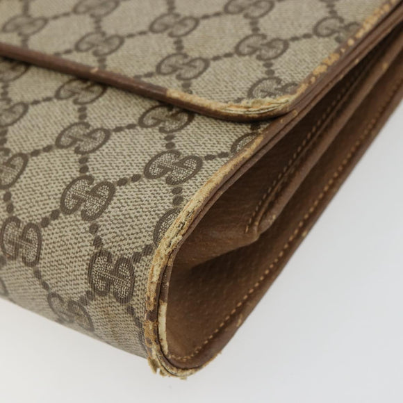 GUCCI GG Supreme Umhängetasche PVC Beige Gold Auth BD1873
