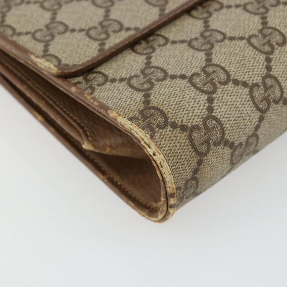 GUCCI GG Supreme Umhängetasche PVC Beige Gold Auth BD1873