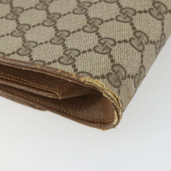 GUCCI GG Supreme Umhängetasche PVC Beige Gold Auth BD1873