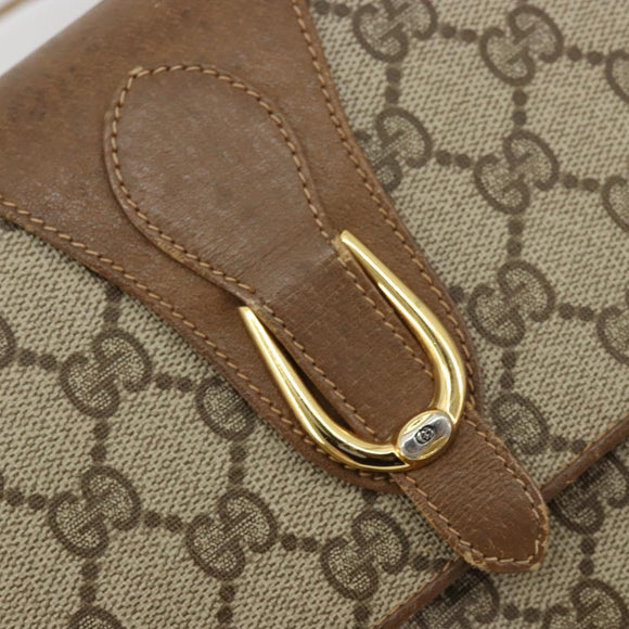 GUCCI GG Supreme Umhängetasche PVC Beige Gold Auth BD1873