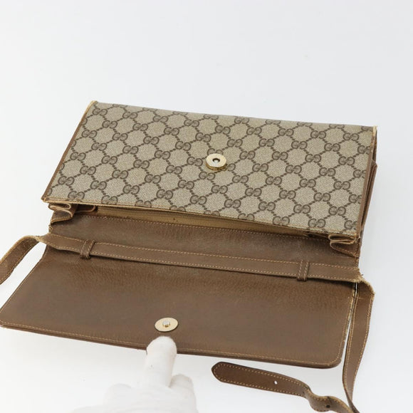 GUCCI GG Supreme Umhängetasche PVC Beige Gold Auth BD1873