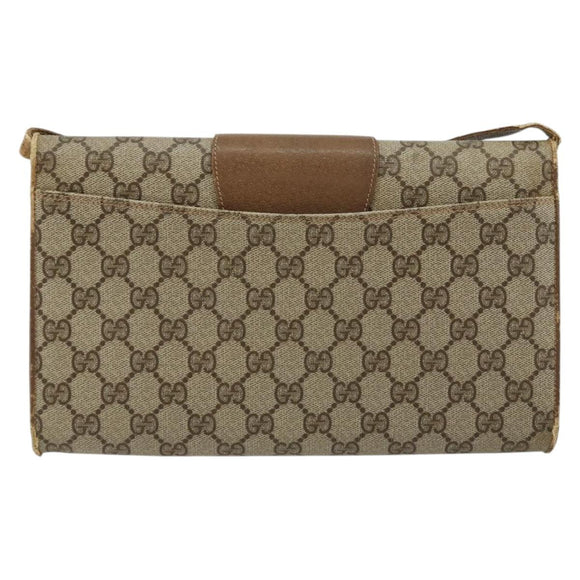 GUCCI GG Supreme Umhängetasche PVC Beige Gold Auth BD1873