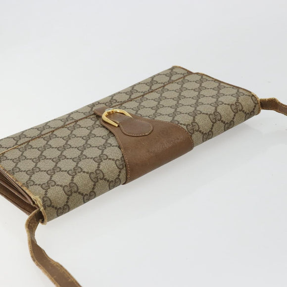 GUCCI GG Supreme Umhängetasche PVC Beige Gold Auth BD1873