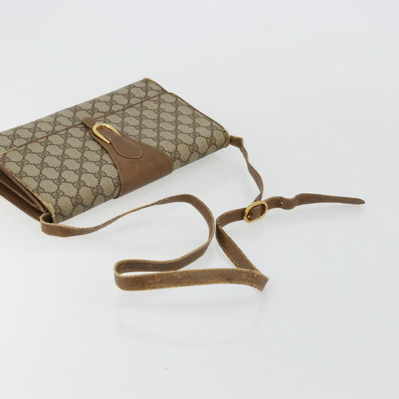 GUCCI GG Supreme Umhängetasche PVC Beige Gold Auth BD1873