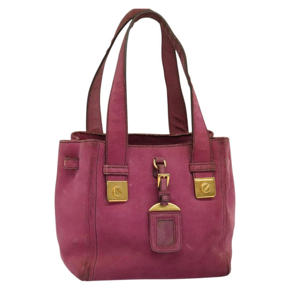 PRADA Hand Bag Suede Pink Auth BD1884