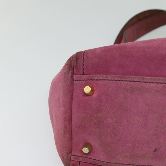 PRADA Hand Bag Suede Pink Auth BD1884