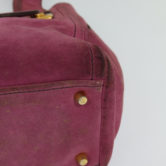 PRADA Hand Bag Suede Pink Auth BD1884