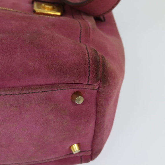 PRADA Hand Bag Suede Pink Auth BD1884