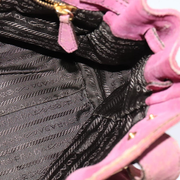 PRADA Hand Bag Suede Pink Auth BD1884