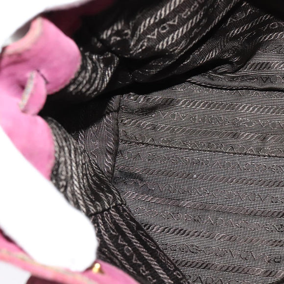 PRADA Hand Bag Suede Pink Auth BD1884