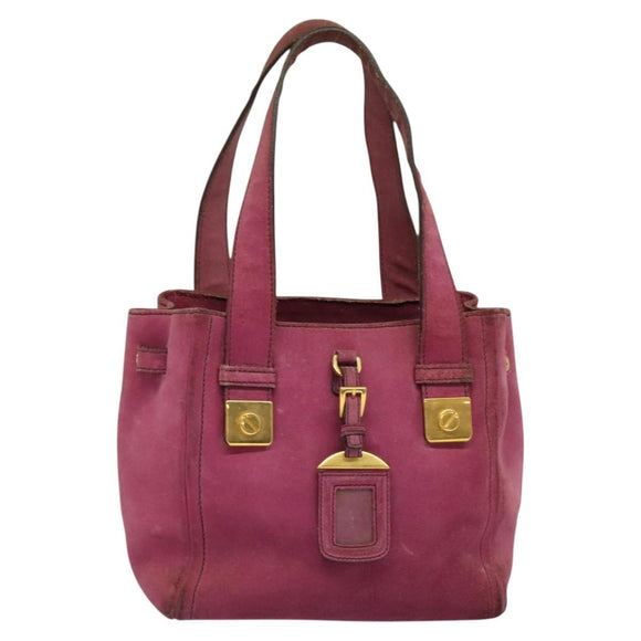 PRADA Hand Bag Suede Pink Auth BD1884