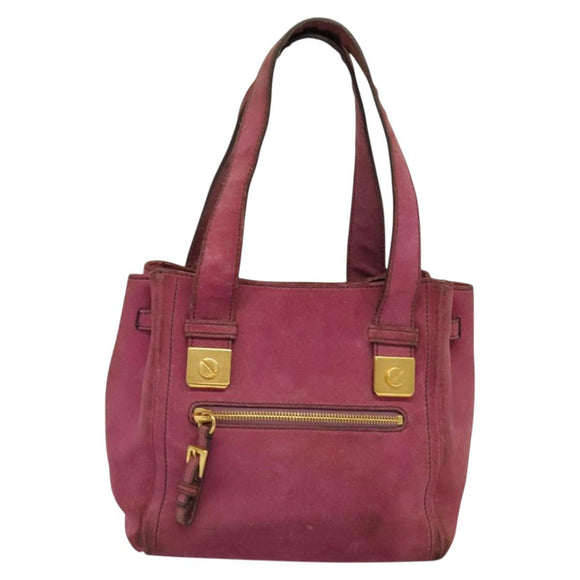 PRADA Hand Bag Suede Pink Auth BD1884