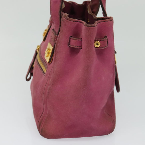 PRADA Hand Bag Suede Pink Auth BD1884