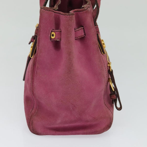PRADA Hand Bag Suede Pink Auth BD1884