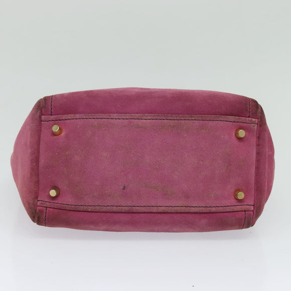 PRADA Hand Bag Suede Pink Auth BD1884