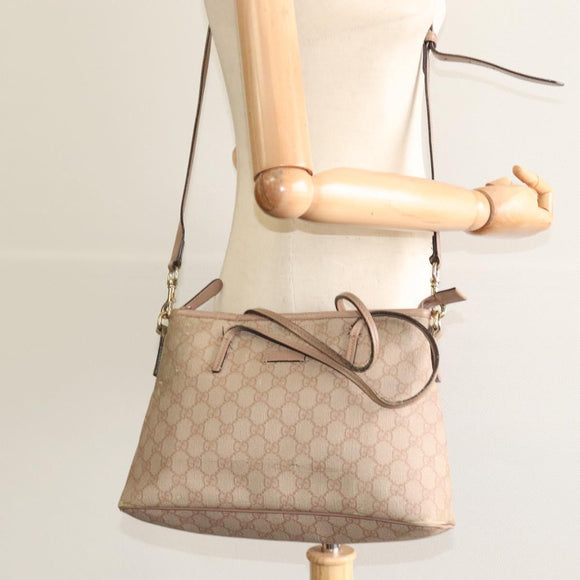 GUCCI GG Supreme Hand Bag PVC 2way Pink 353440 Auth BD1945