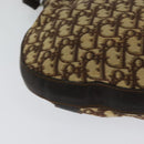 Christian Dior Trotter Canvas Shoulder Bag Brown Silver Auth BD1964-15